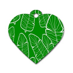 Green Banana Leaves Dog Tag Heart (one Side) by ConteMonfrey