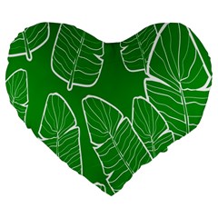 Green Banana Leaves Large 19  Premium Heart Shape Cushions by ConteMonfrey