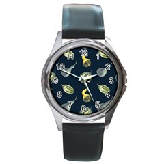 Vintage Vegetables Zucchini  Round Metal Watch by ConteMonfrey