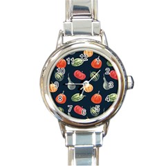 Vintage Vegetables  Round Italian Charm Watch