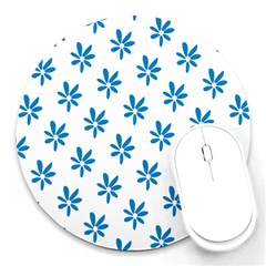 Little Blue Daisies  Round Mousepads by ConteMonfrey