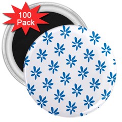 Little Blue Daisies  3  Magnets (100 Pack) by ConteMonfrey