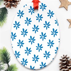 Little Blue Daisies  Oval Ornament (two Sides) by ConteMonfrey