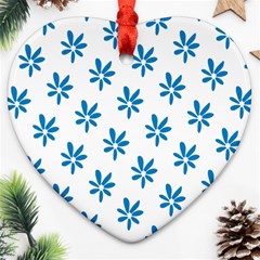 Little Blue Daisies  Heart Ornament (two Sides)