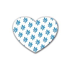 Little Blue Daisies  Rubber Coaster (heart) by ConteMonfrey