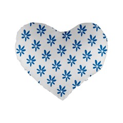 Little Blue Daisies  Standard 16  Premium Flano Heart Shape Cushions by ConteMonfrey