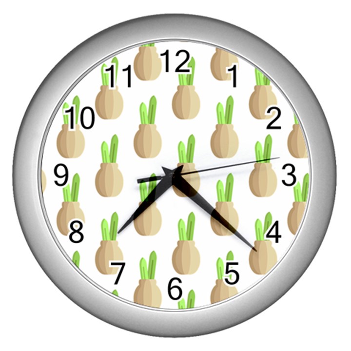 Succulent Vases  Wall Clock (Silver)