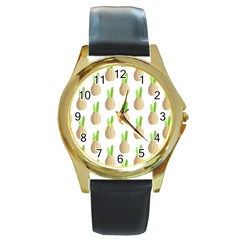 Succulent Vases  Round Gold Metal Watch by ConteMonfrey