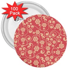 Pink Floral Wall 3  Buttons (100 Pack)  by ConteMonfrey