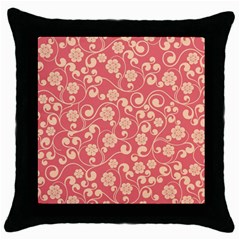 Pink Floral Wall Throw Pillow Case (black) by ConteMonfrey