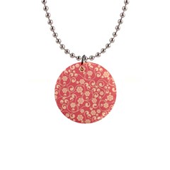 Pink Floral Wall 1  Button Necklace by ConteMonfrey