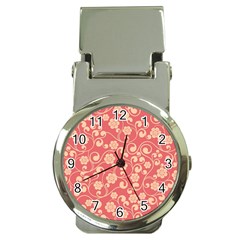 Pink Floral Wall Money Clip Watches by ConteMonfrey