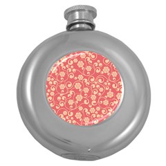 Pink Floral Wall Round Hip Flask (5 Oz) by ConteMonfrey