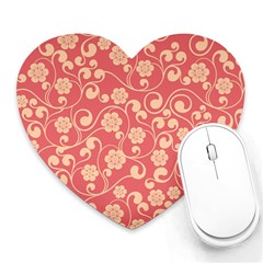 Pink Floral Wall Heart Mousepads by ConteMonfrey