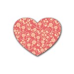 Pink Floral Wall Rubber Coaster (Heart) Front