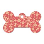 Pink Floral Wall Dog Tag Bone (Two Sides) Front