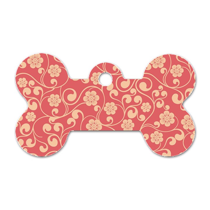 Pink Floral Wall Dog Tag Bone (Two Sides)