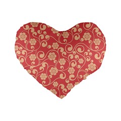 Pink Floral Wall Standard 16  Premium Heart Shape Cushions by ConteMonfrey