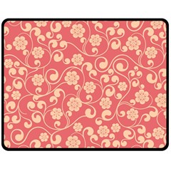 Pink Floral Wall Double Sided Fleece Blanket (medium)  by ConteMonfrey