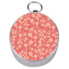 Pink Floral Wall Silver Compasses by ConteMonfrey