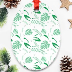 Green Nature Leaves Draw   Ornament (oval) by ConteMonfrey