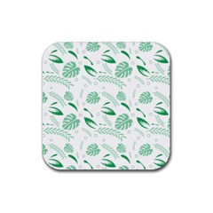 Green Nature Leaves Draw   Rubber Coaster (square) by ConteMonfrey