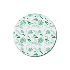 Green Nature Leaves Draw   Rubber Round Coaster (4 Pack) by ConteMonfrey