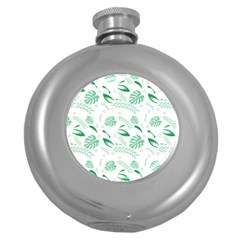 Green Nature Leaves Draw   Round Hip Flask (5 Oz) by ConteMonfrey