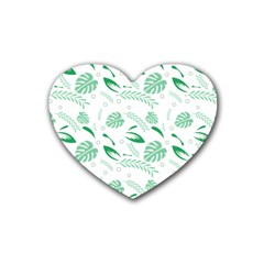 Green Nature Leaves Draw   Rubber Heart Coaster (4 Pack) by ConteMonfrey