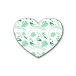 Green Nature Leaves Draw   Rubber Heart Coaster (4 pack) Front