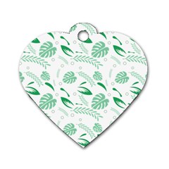 Green Nature Leaves Draw   Dog Tag Heart (two Sides) by ConteMonfrey