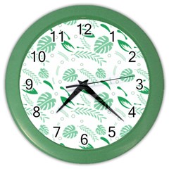 Green Nature Leaves Draw   Color Wall Clock by ConteMonfrey