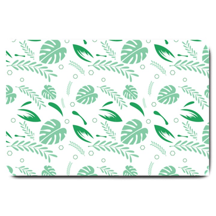 Green Nature Leaves Draw   Large Doormat 