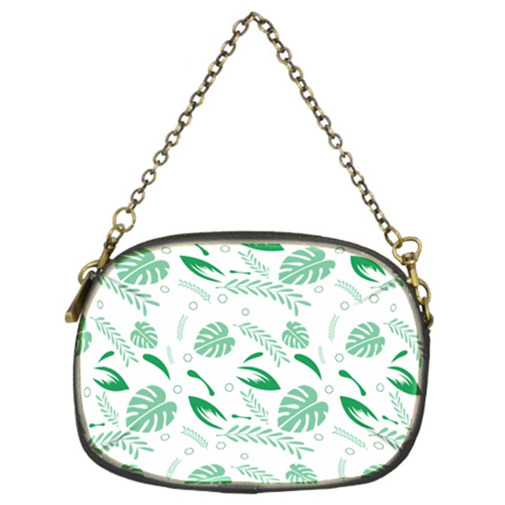 Green Nature Leaves Draw   Chain Purse (Two Sides)