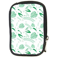 Green Nature Leaves Draw   Compact Camera Leather Case by ConteMonfrey