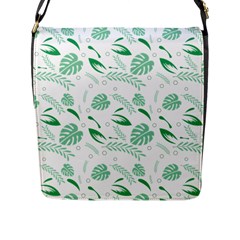 Green Nature Leaves Draw   Flap Closure Messenger Bag (l) by ConteMonfrey