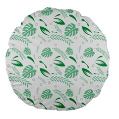 Green Nature Leaves Draw   Large 18  Premium Flano Round Cushions by ConteMonfrey