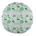 Green Nature Leaves Draw   Large 18  Premium Flano Round Cushions Front