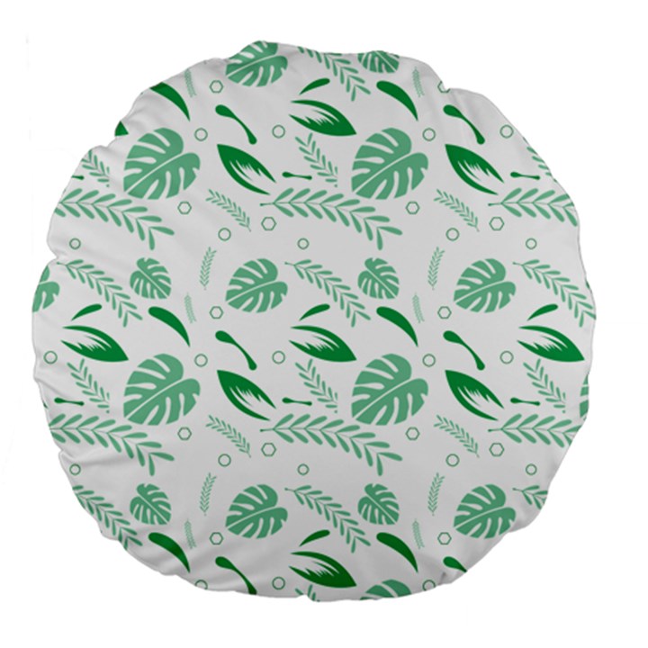 Green Nature Leaves Draw   Large 18  Premium Flano Round Cushions