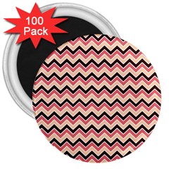 Geometric Pink Waves  3  Magnets (100 Pack) by ConteMonfrey