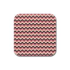 Geometric Pink Waves  Rubber Square Coaster (4 Pack) by ConteMonfrey