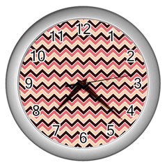 Geometric Pink Waves  Wall Clock (silver) by ConteMonfrey