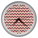 Geometric Pink Waves  Wall Clock (Silver) Front