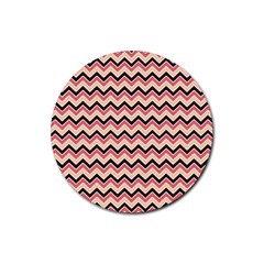 Geometric Pink Waves  Rubber Round Coaster (4 Pack) by ConteMonfrey