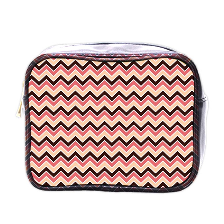 Geometric Pink Waves  Mini Toiletries Bag (One Side)