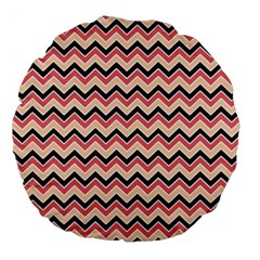 Geometric Pink Waves  Large 18  Premium Round Cushions by ConteMonfrey