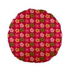 Little Flowers Garden   Standard 15  Premium Round Cushions by ConteMonfrey