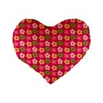 Little Flowers Garden   Standard 16  Premium Flano Heart Shape Cushions Back