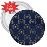 Blue Golden Bee 3  Buttons (100 pack)  Front