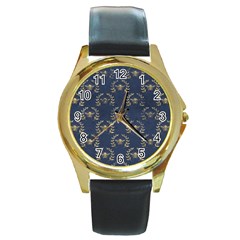 Blue Golden Bee Round Gold Metal Watch by ConteMonfrey